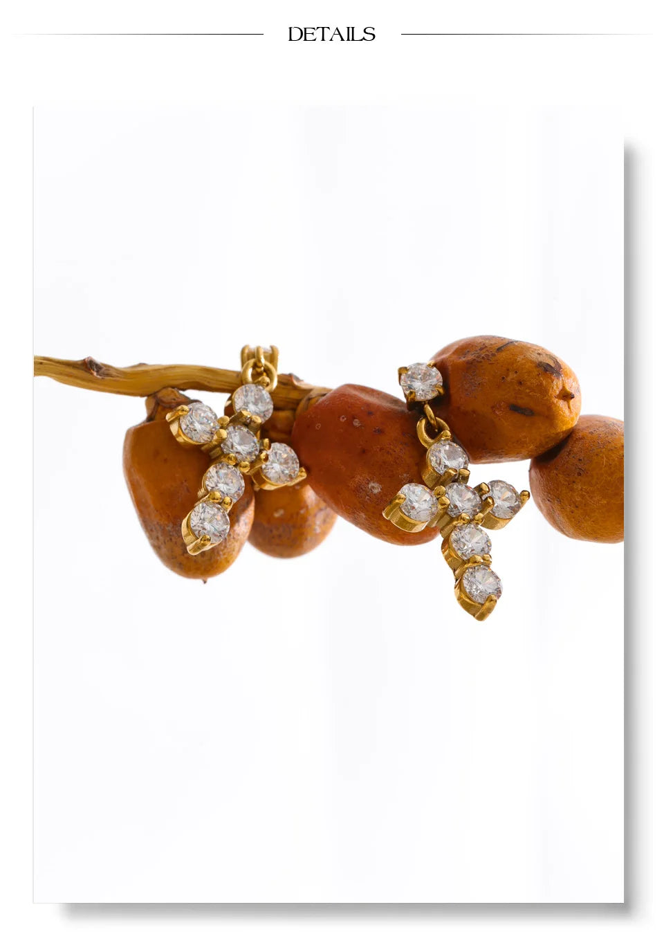 Cubic Zirconia Geometric Earrings — Gold-Plated Stainless Steel with Cubic Zirconia · PS1304