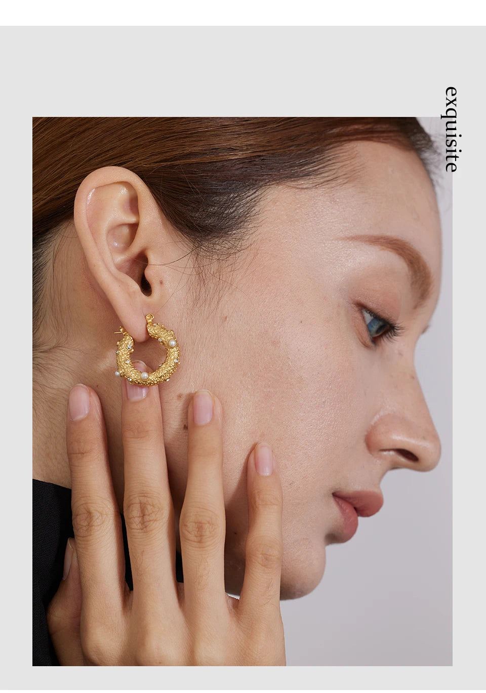 Cubic Zirconia Pearl Geometric Earrings — Gold-Plated Stainless Steel with Pearl and Cubic Zirconia · PS1627