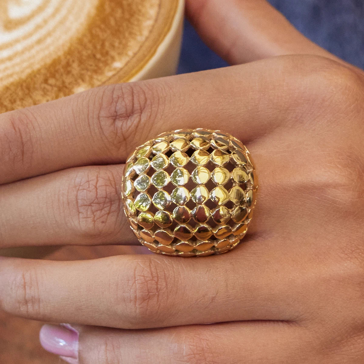 Chunky Gold Ring Stack — Stainless Steel · PS253