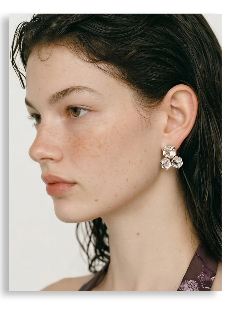 Crystal Geometric Earrings — Stainless Steel with Crystal · PS1154