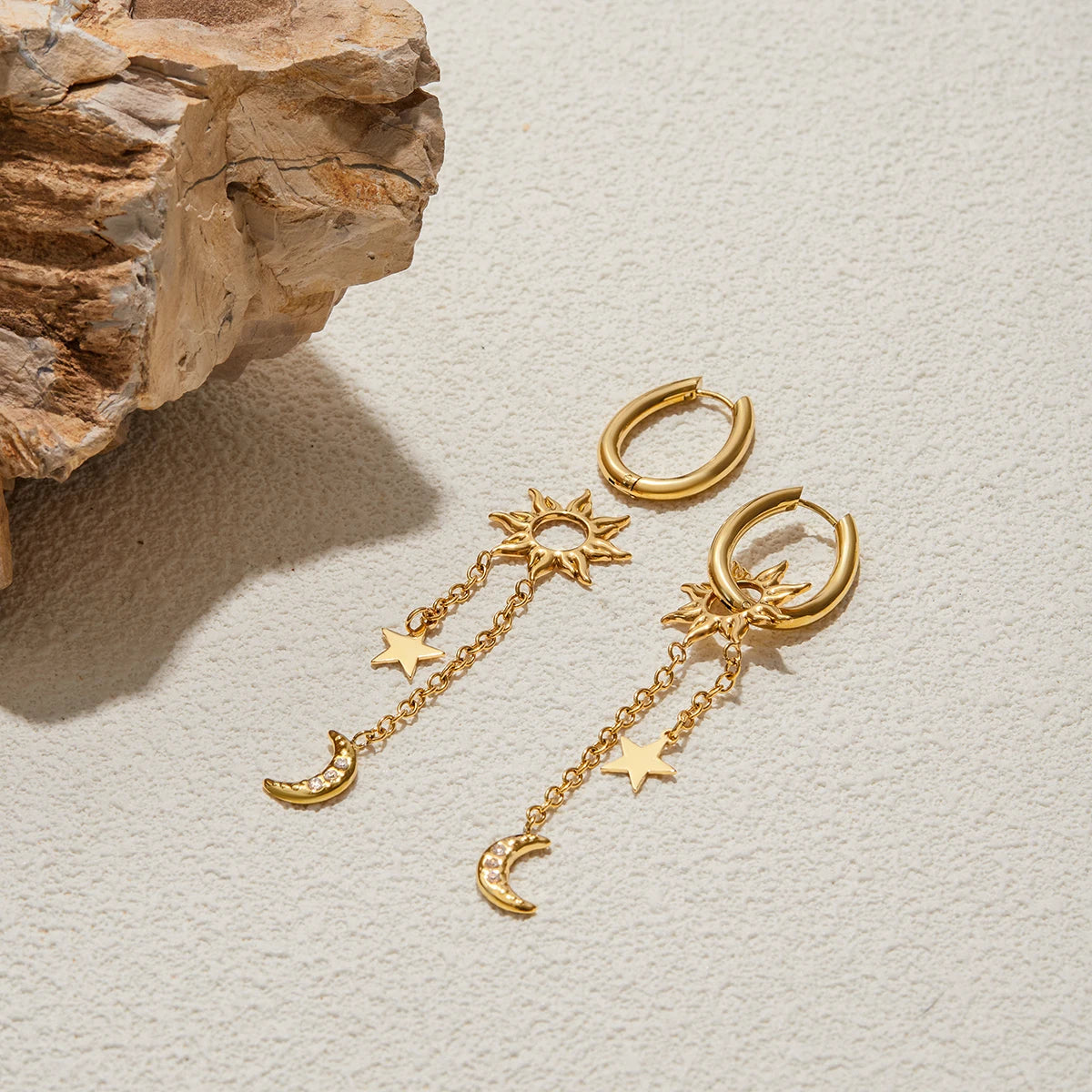 Moon Tassel Earrings — Stainless Steel · PS329