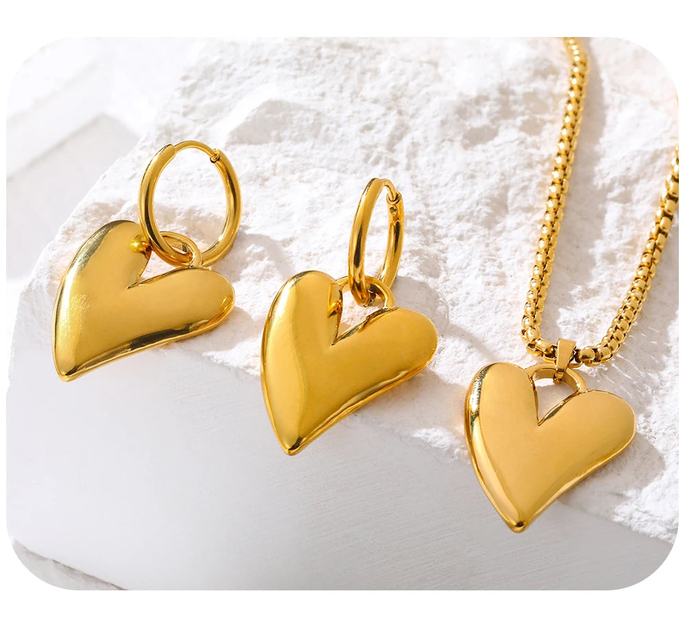 Irregular Heart Pendant Necklace — 316L Stainless Steel · PS409