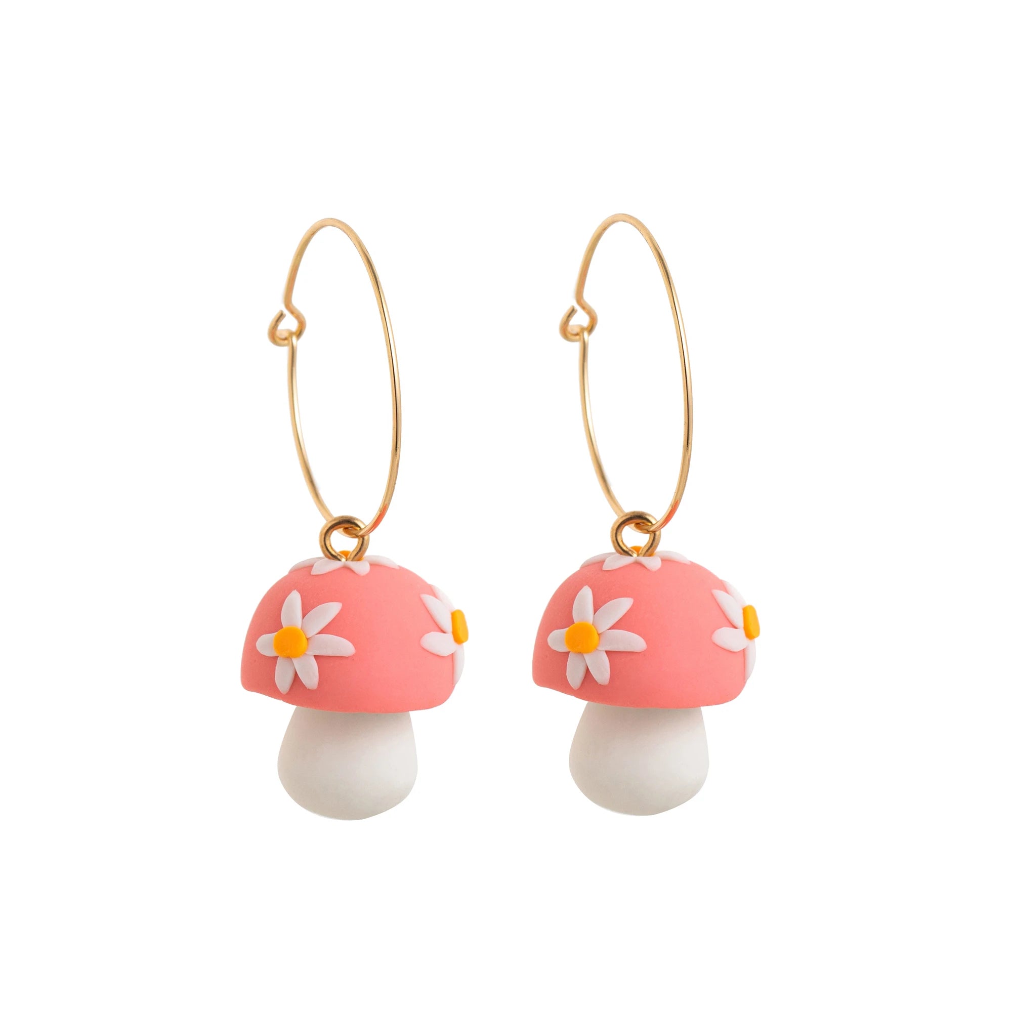 Niche Cute Retro Three Dimensional Drip Oil Copper Dopamine Mushroom Earrings Gold Plated Color Preserving