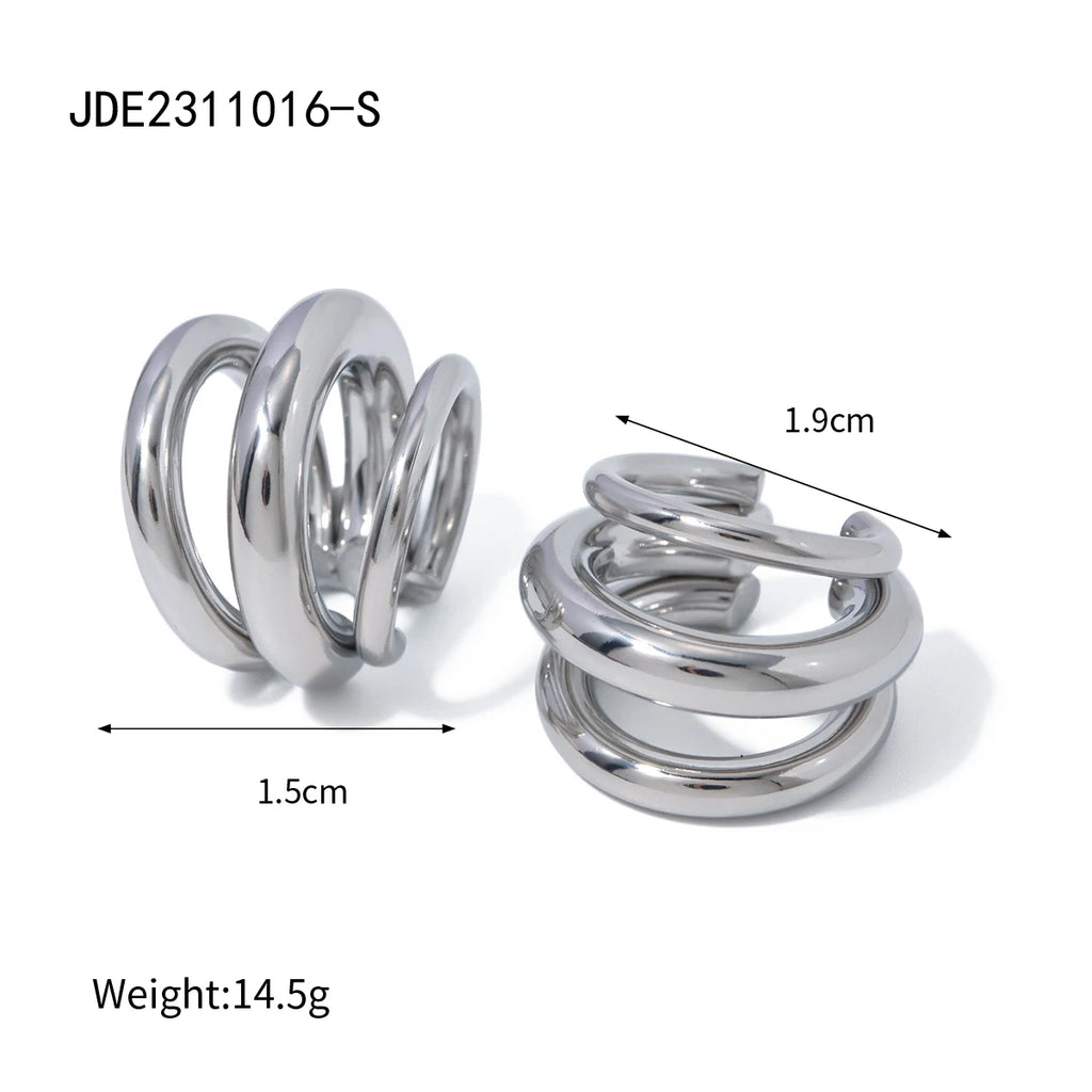 Thick Ear Clip Earrings — Stainless Steel · PS349