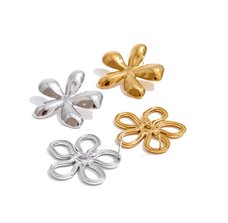 Flower Earrings — Gold-Plated Stainless Steel · PS1315