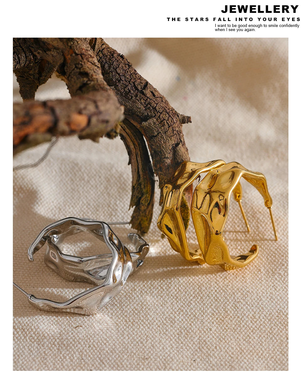 Geometric earrings in gold-plated 316L stainless steel.