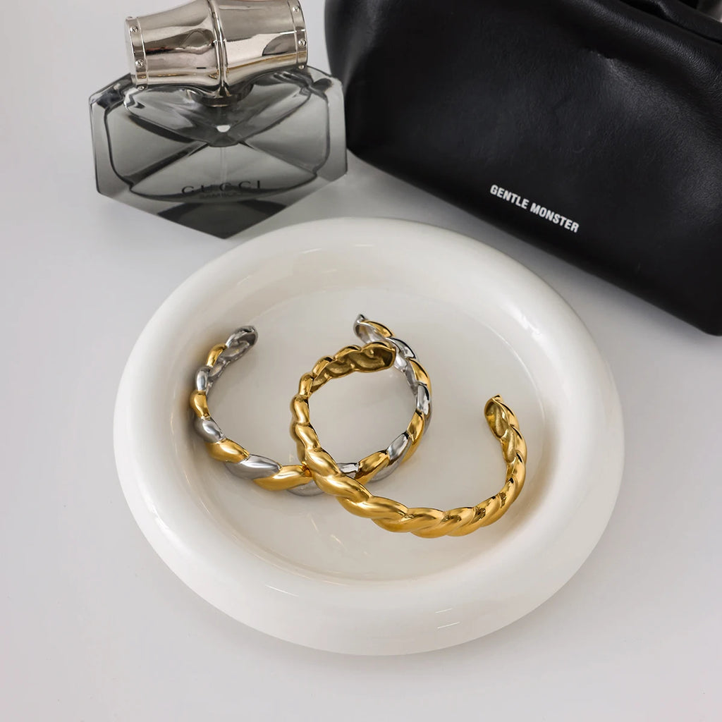 Two-Tone Chunky Chain Bracelet Stack — Stainless Steel · PS044