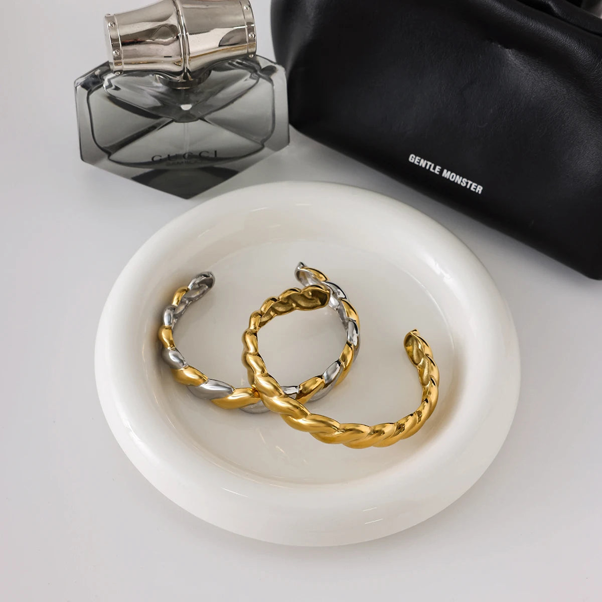 Two-Tone Chunky Chain Bracelet Stack — Stainless Steel · PS044