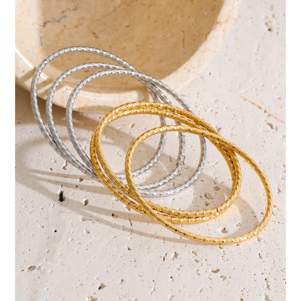 Geometric Layered Bracelet — Gold-Plated Stainless Steel · PS1635
