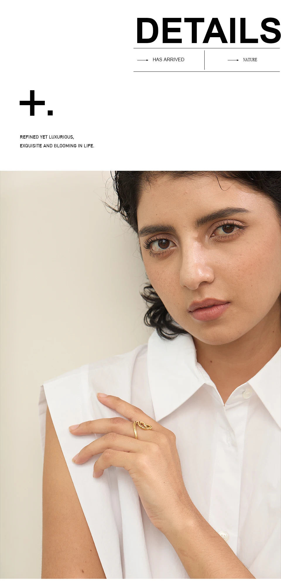 Geometric ring in 18K gold-plated 316L stainless steel.