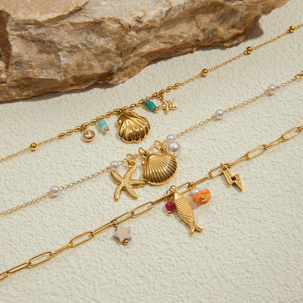 Ceramic Shell Bracelet — Stainless Steel · PS289