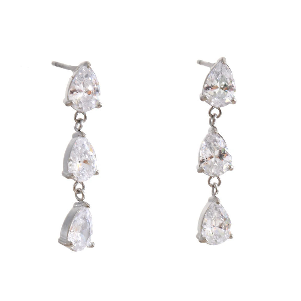 Cubic Zirconia Geometric Earrings — Gold-Plated Stainless Steel with Cubic Zirconia · PS1410