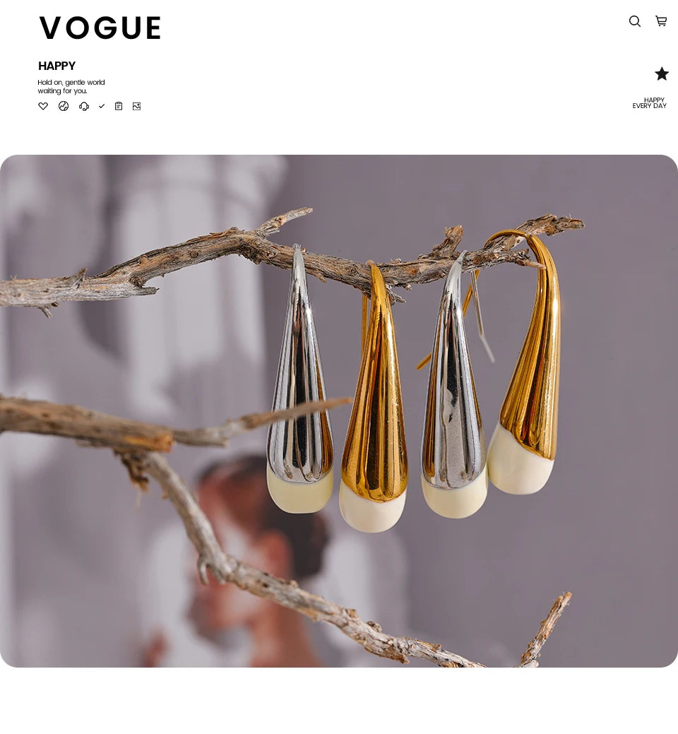 Enamel Geometric Earrings — Gold-Plated 316L Stainless Steel with Enamel · PS1605