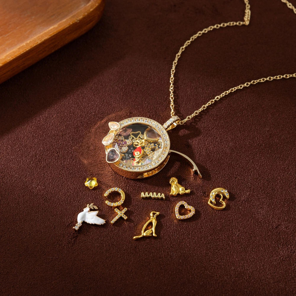 【Charm Locket Necklace】personalized picture box pendant with an openable hollow design and transparent box Necklaces for women