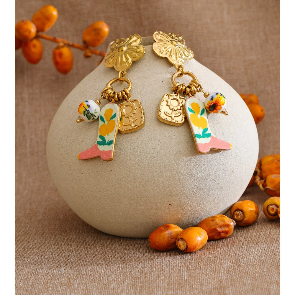 Flower Earrings — Gold-Plated Stainless Steel · PS1090
