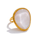 White resin multi-color ring in 18K gold-plated stainless steel with resin.