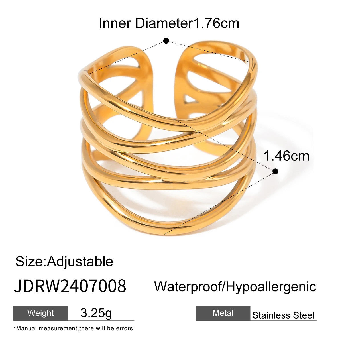 Pearl Statement Ring Stack — Stainless Steel · PS240