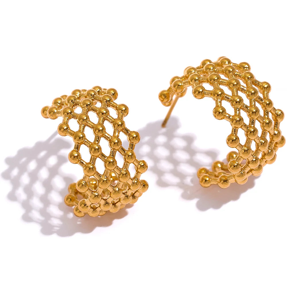 Geometric Earrings — Gold-Plated Stainless Steel · PS1597