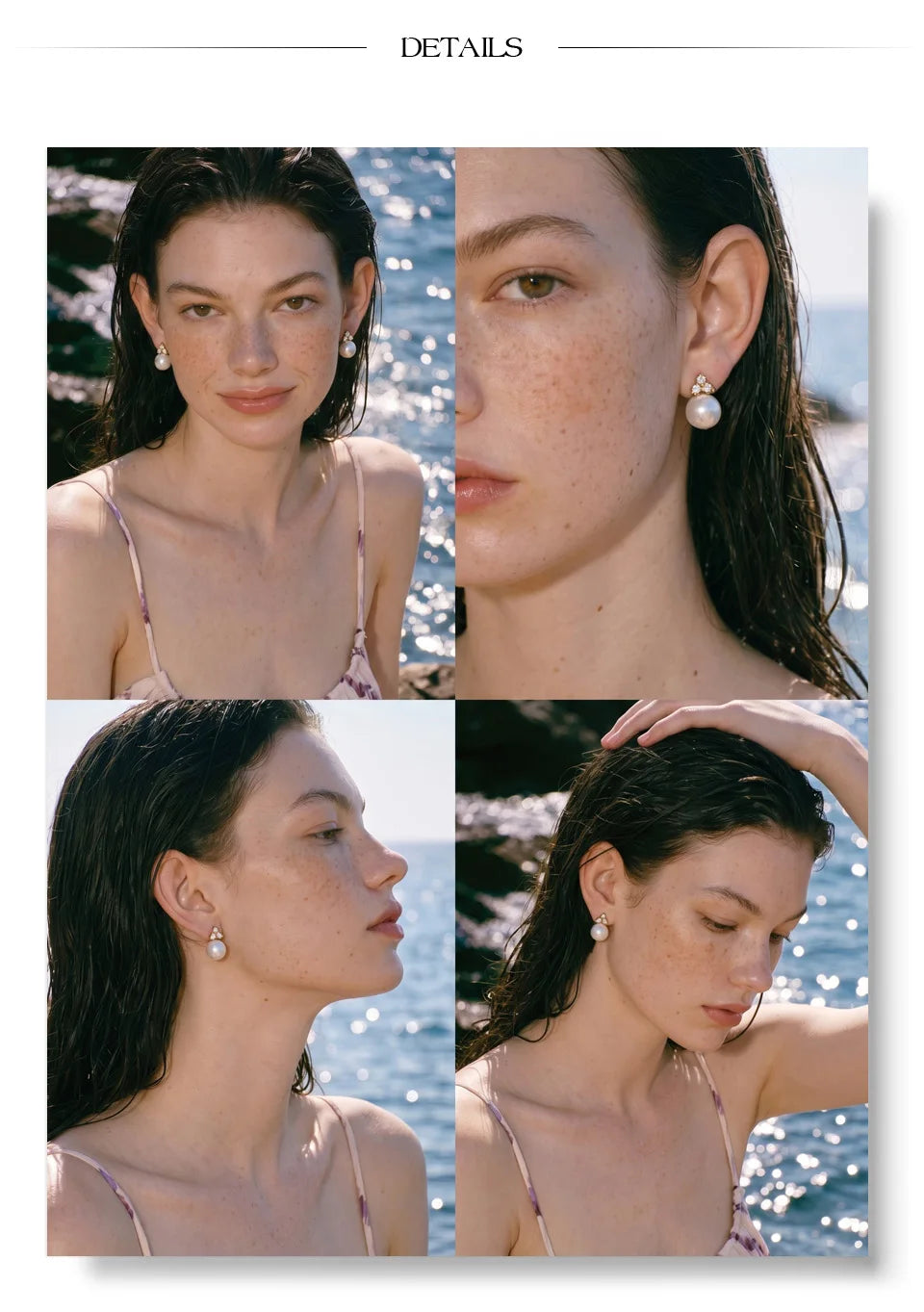 Cubic Zirconia Pearl Geometric Earrings — Gold-Plated Stainless Steel with Pearl and Cubic Zirconia · PS1862