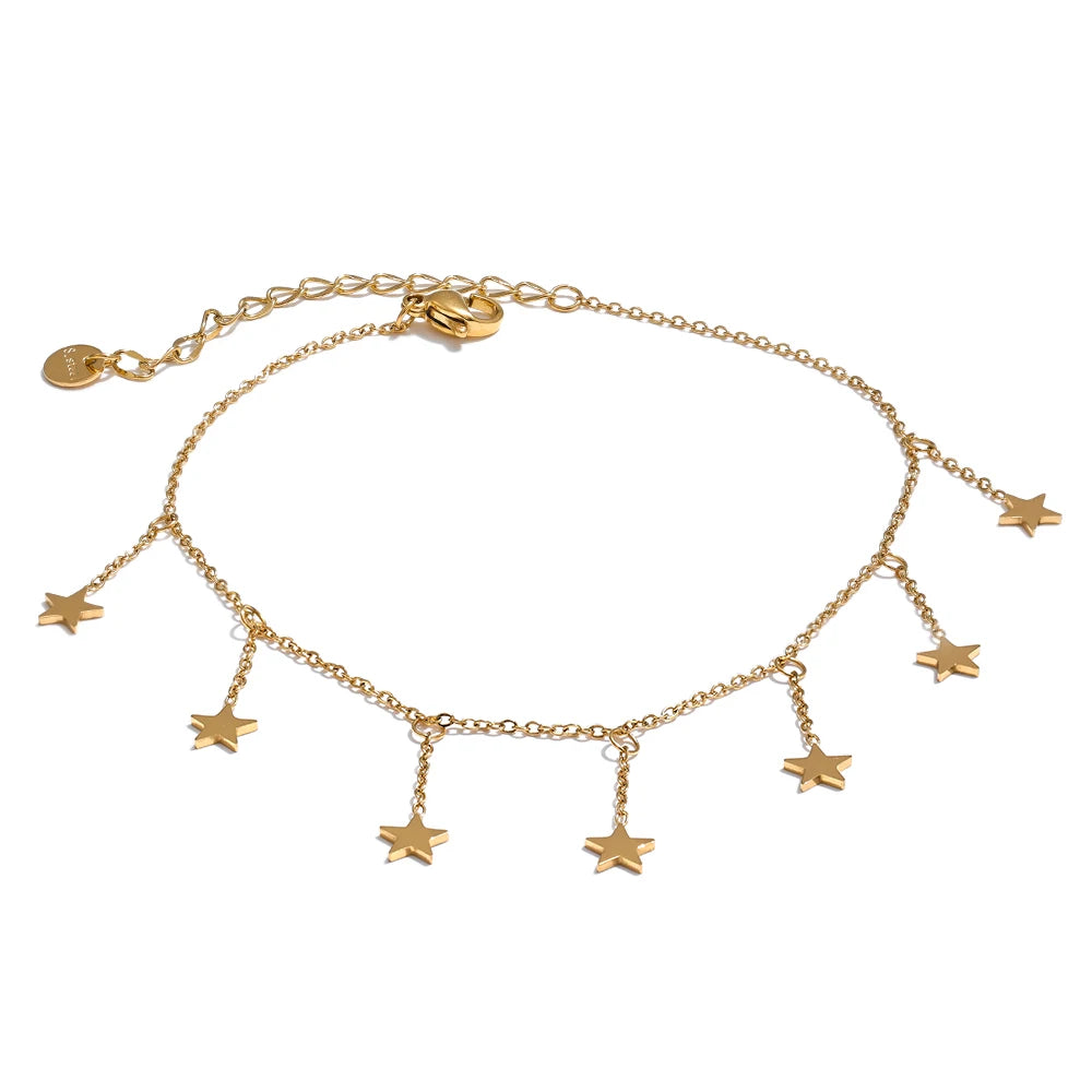 Star chain necklace in gold-plated 316L stainless steel.
