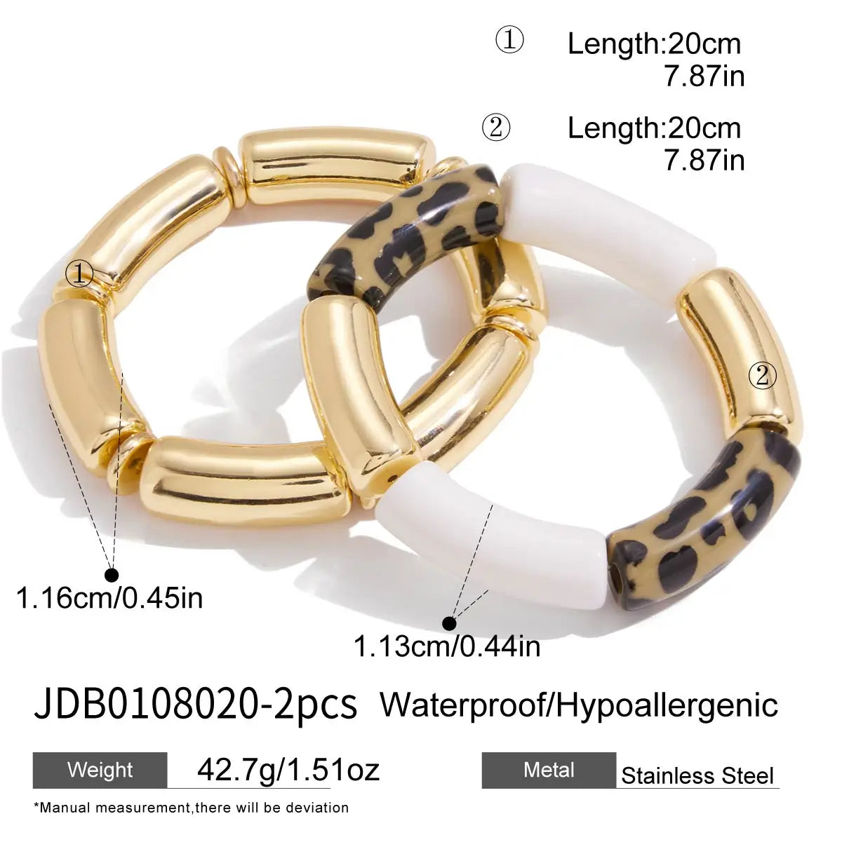 Resin Bangle Bracelet Stack — Stainless Steel