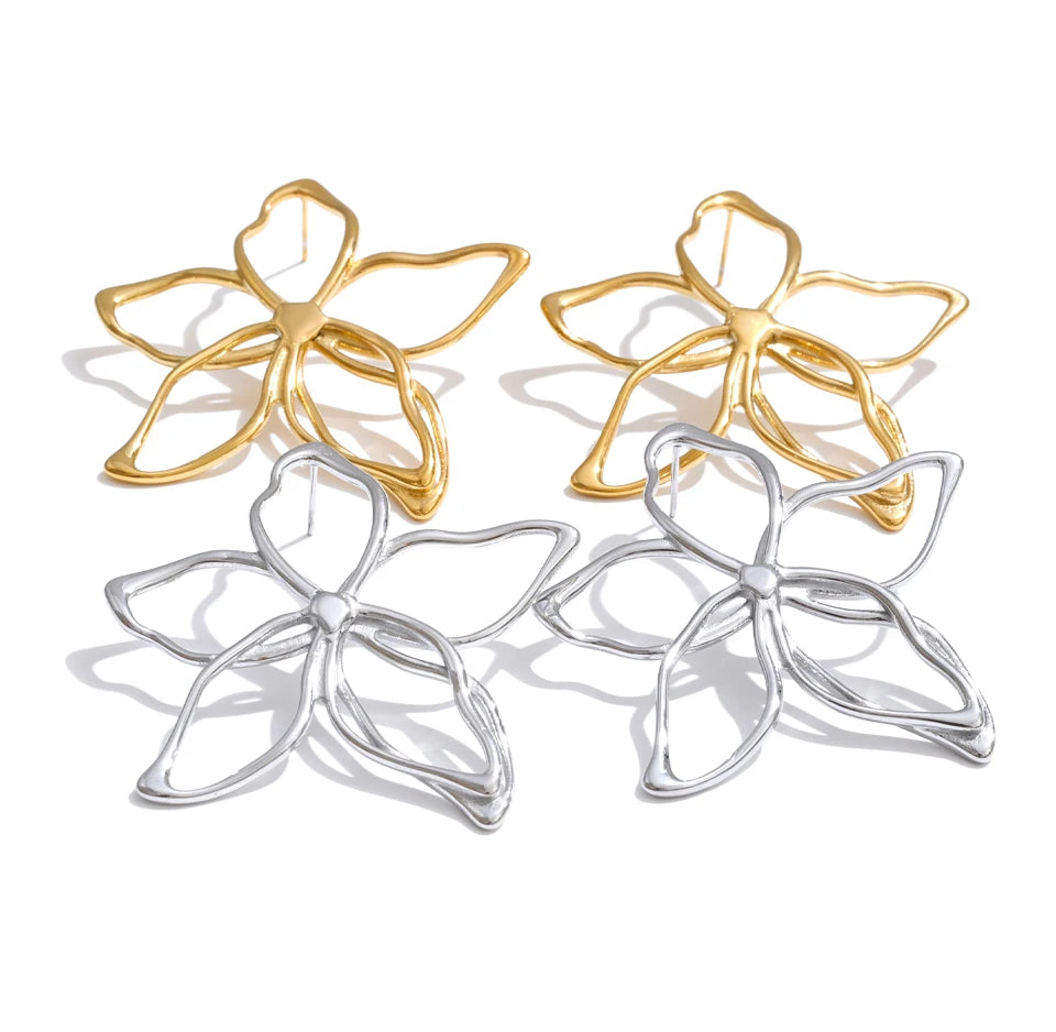 Flower Earrings — Gold-Plated Stainless Steel · PS1533