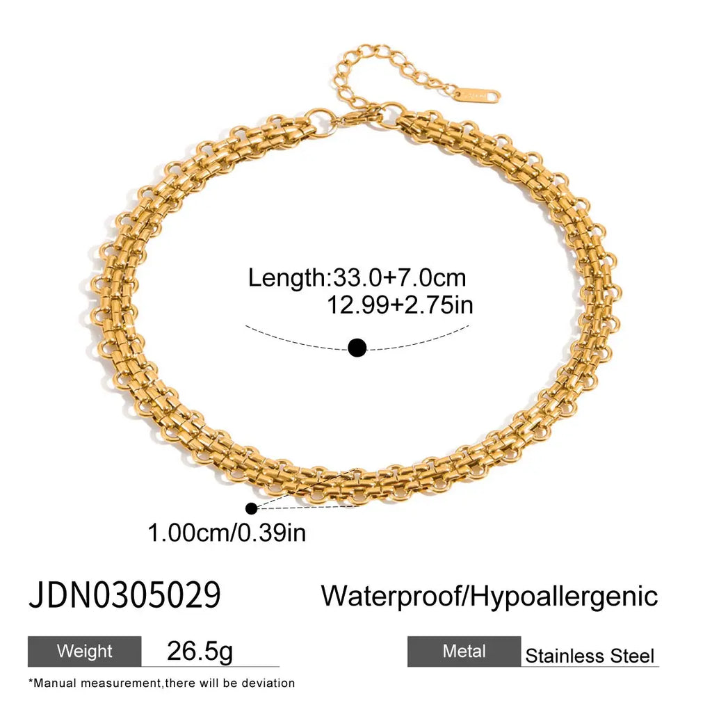 Layered Shell Choker Necklace — Stainless Steel · PS165