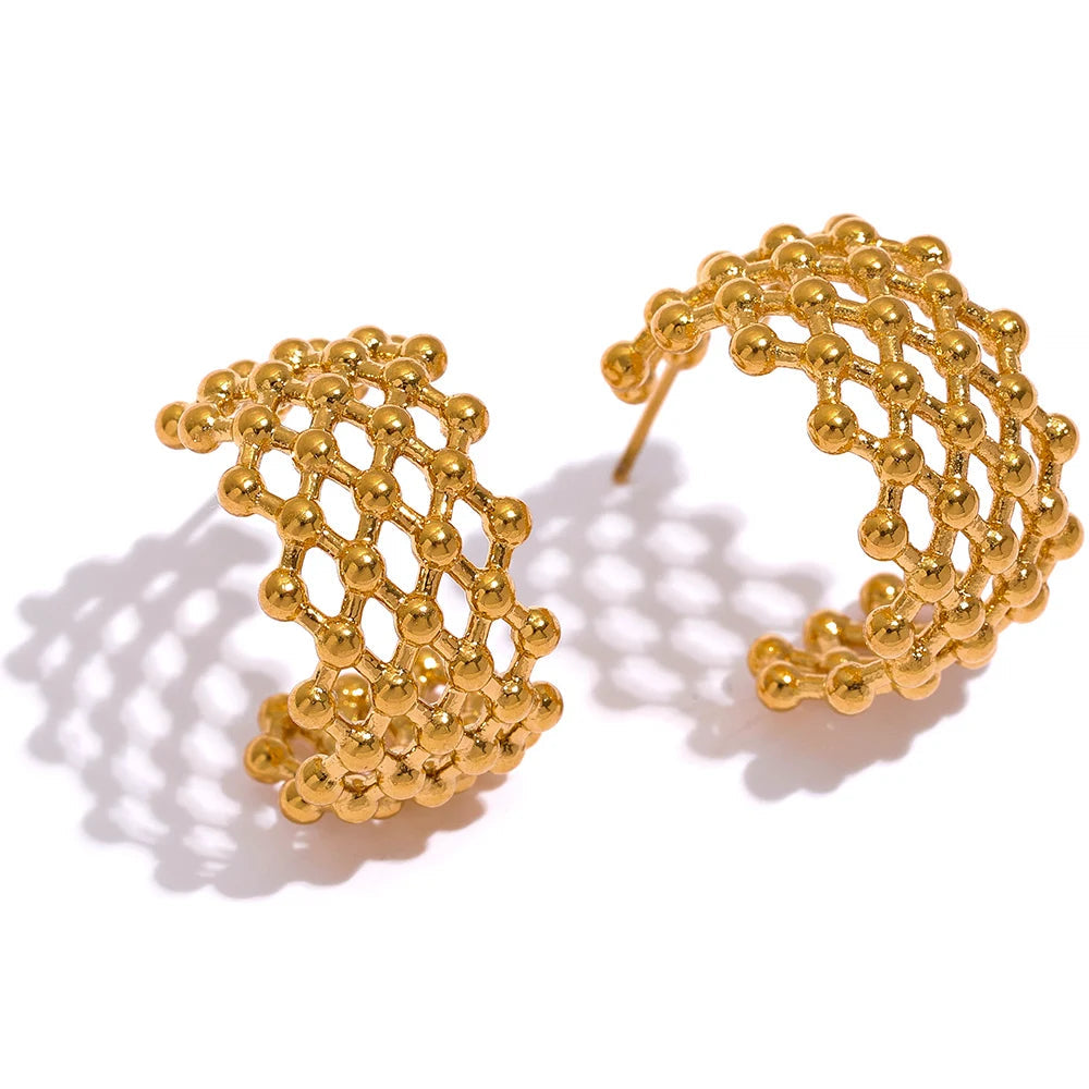 Geometric Earrings — Gold-Plated Stainless Steel · PS1597