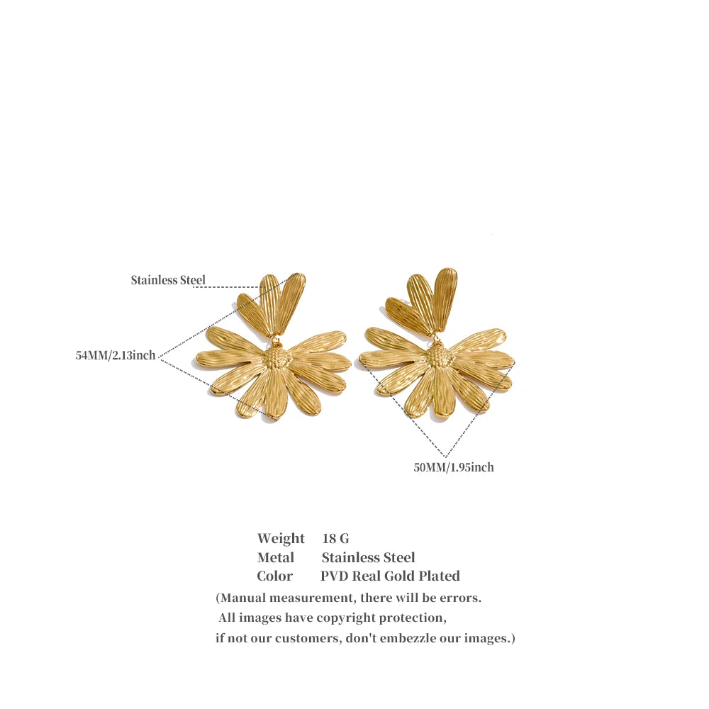 Flower Earrings — Gold-Plated Stainless Steel · PS1213