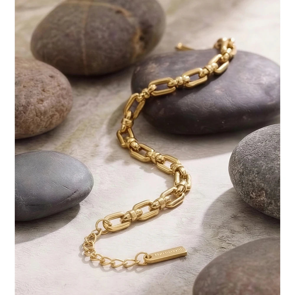 Geometric Chain Bracelet — Gold-Plated Stainless Steel · PS1629