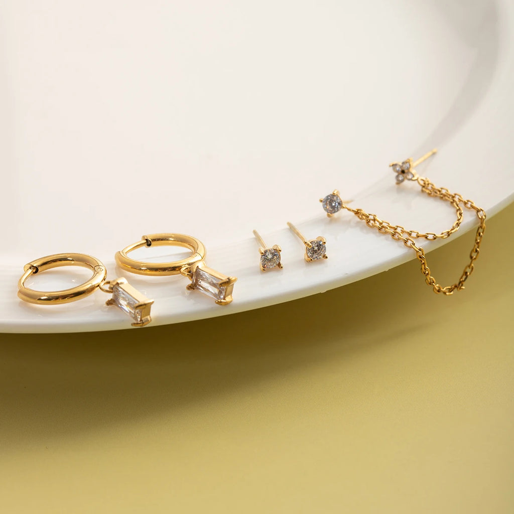 Clover Square Earrings — Stainless Steel · PS293