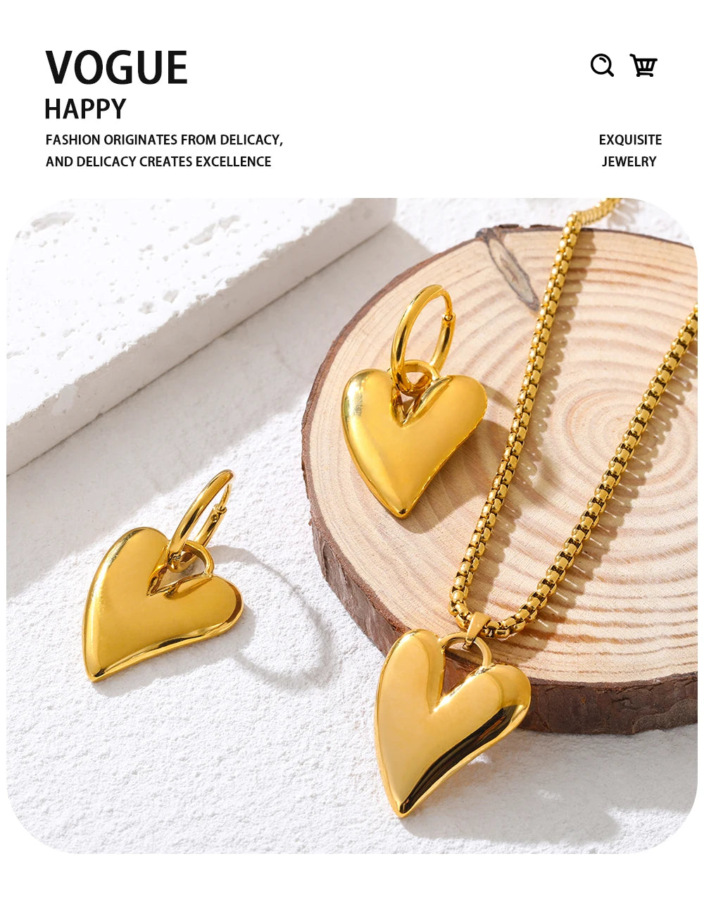 Irregular Heart Pendant Necklace — 316L Stainless Steel · PS409