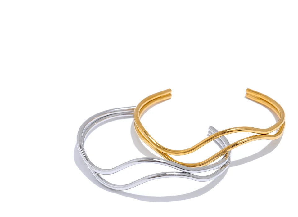Geometric Layered Bracelet — Gold-Plated Stainless Steel · PS1626