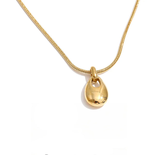 Gold-plated stainless steel necklace with a small pendant.