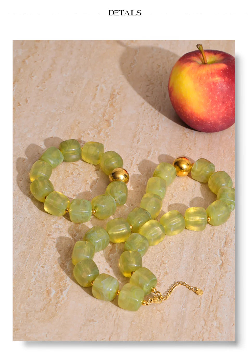 Acrylic Beaded Geometric Necklace — Gold-Plated Stainless Steel with Acrylic · PS2198