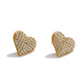 Cubic Zirconia Heart Earrings — Gold-Plated Stainless Steel with Cubic Zirconia · PS1524