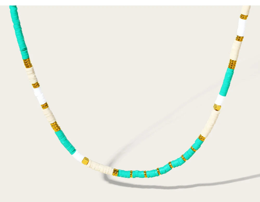 Colorful Acrylic Beaded Necklace — 316L Stainless Steel · PS437