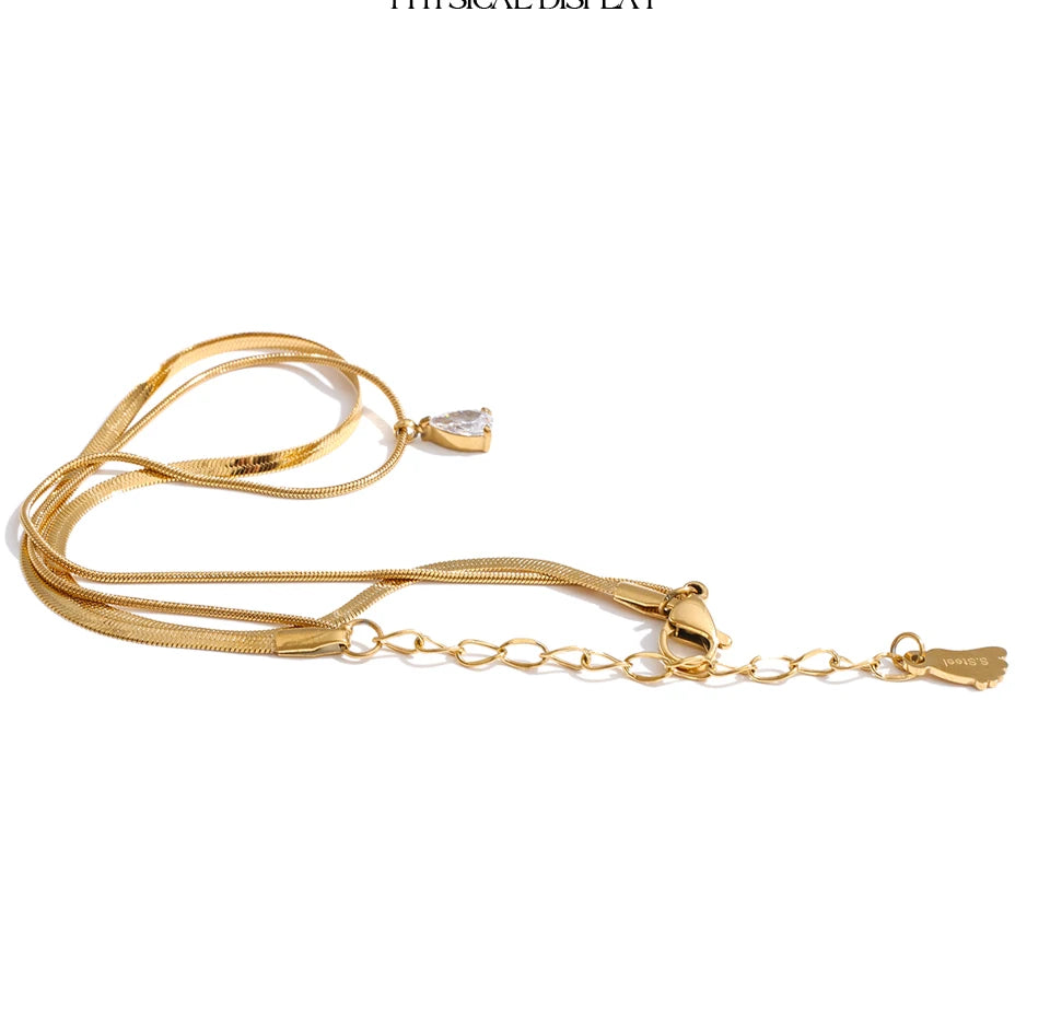 Cubic Zirconia Snake Geometric Anklet — Gold-Plated Stainless Steel with Cubic Zirconia · PS1078