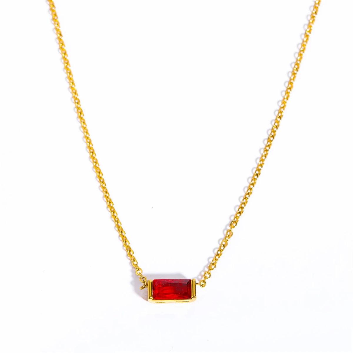 Twelve Month Birthday Stone Necklace 12 Birthday Stone Zircon Necklace Decoration Moon Stone Ladies Stainless Steel