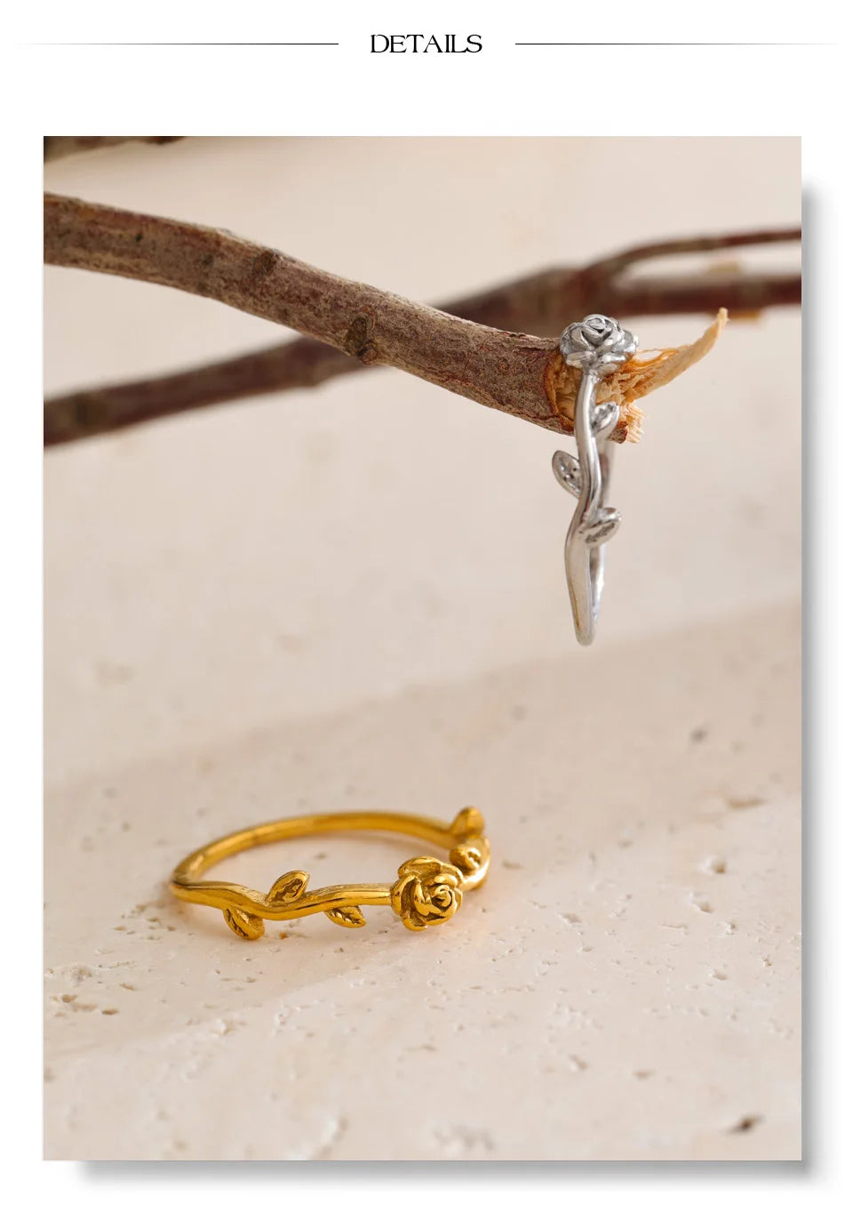 Flower ring in 18K gold-plated stainless steel.