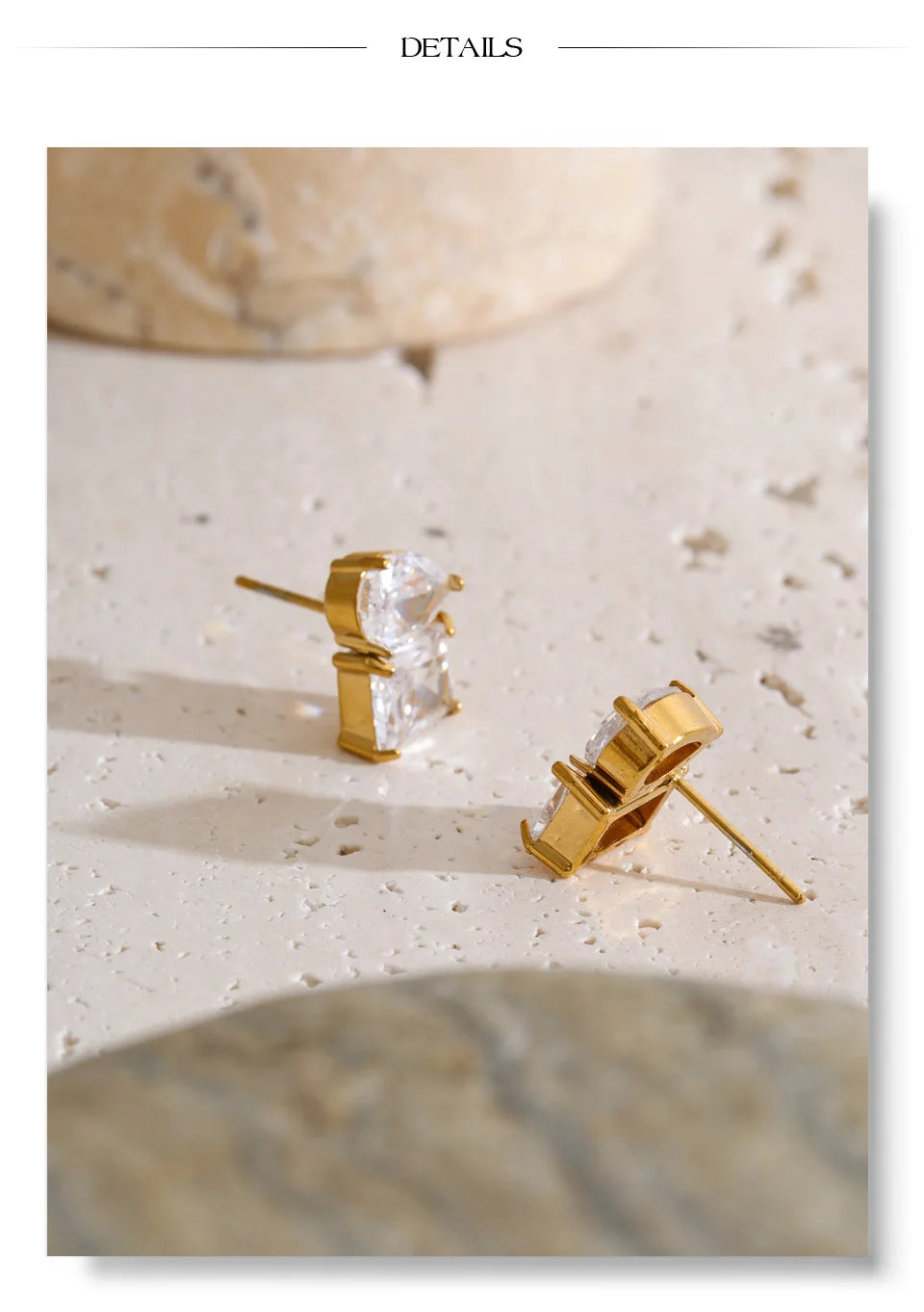Cubic Zirconia Geometric Earrings — Gold-Plated Stainless Steel with Cubic Zirconia · PS1388