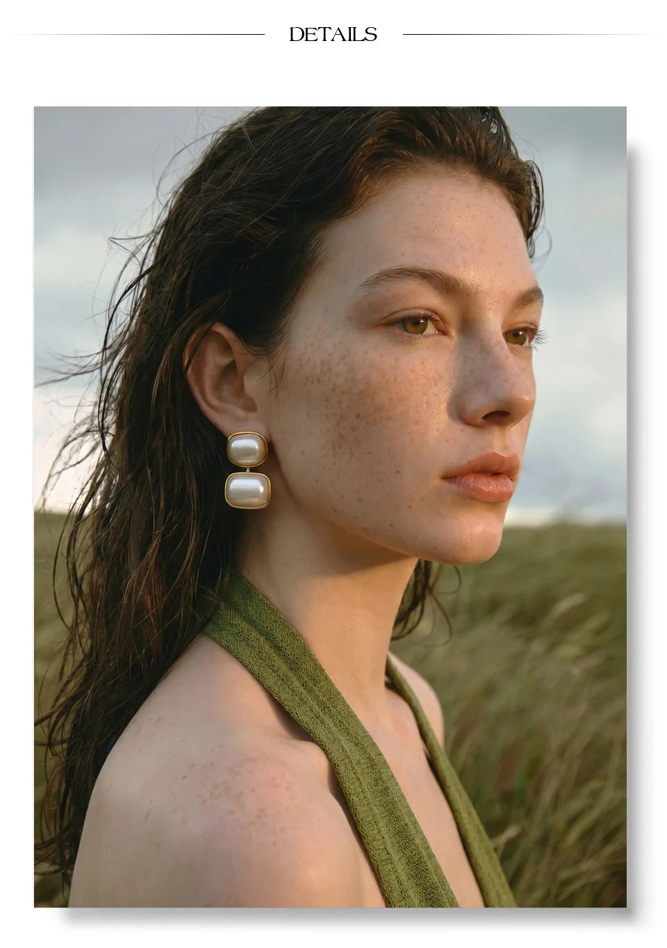 Pearl geometric earrings in gold-plated stainless steel with pearl.