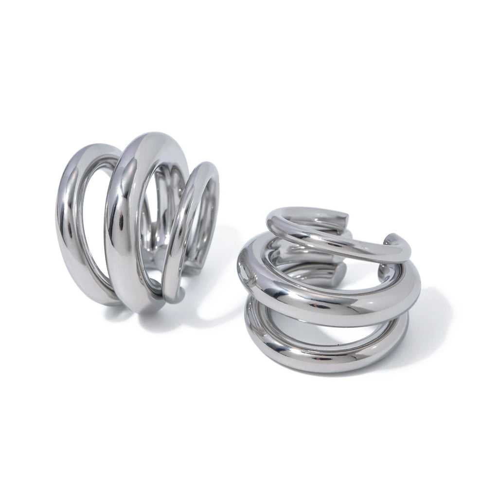 Thick Ear Clip Earrings — Stainless Steel · PS349