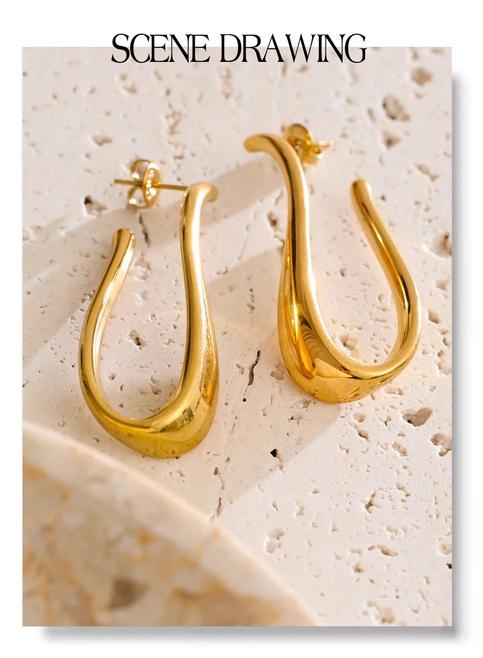 Geometric earrings in gold-plated 316L stainless steel.