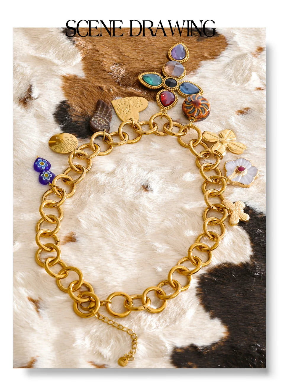 Cubic zirconia heart flower necklace in gold-plated stainless steel with cubic zirconia.