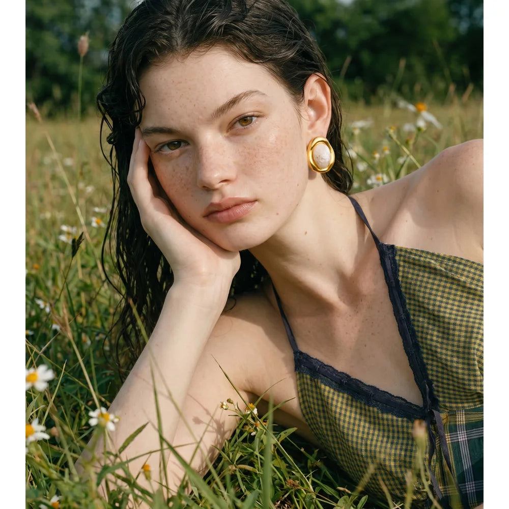 Resin Multi-Color Geometric Earrings — Stainless Steel with Resin · PS1558