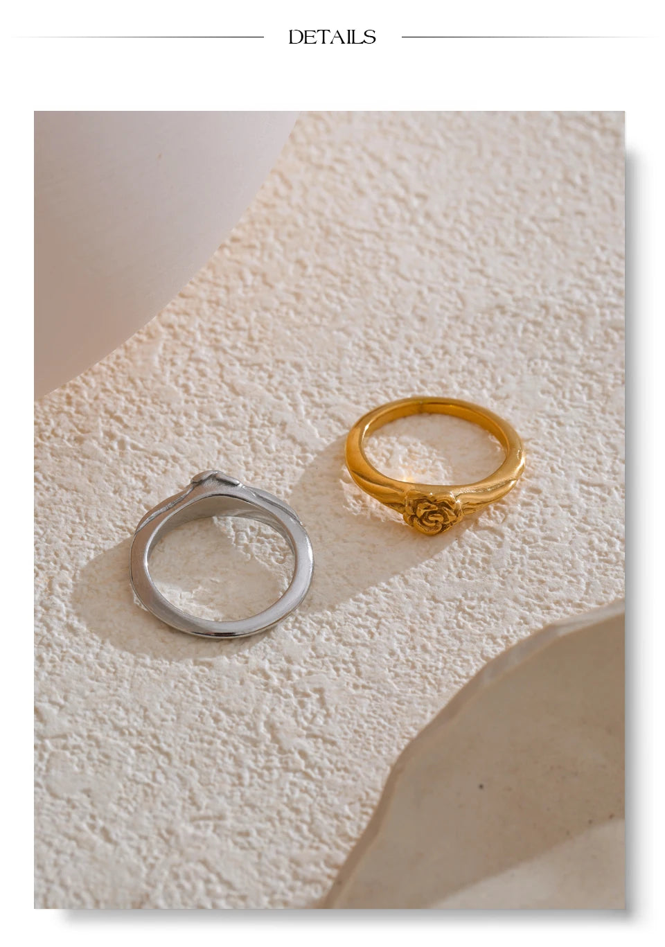Flower geometric ring in 18K gold-plated stainless steel.