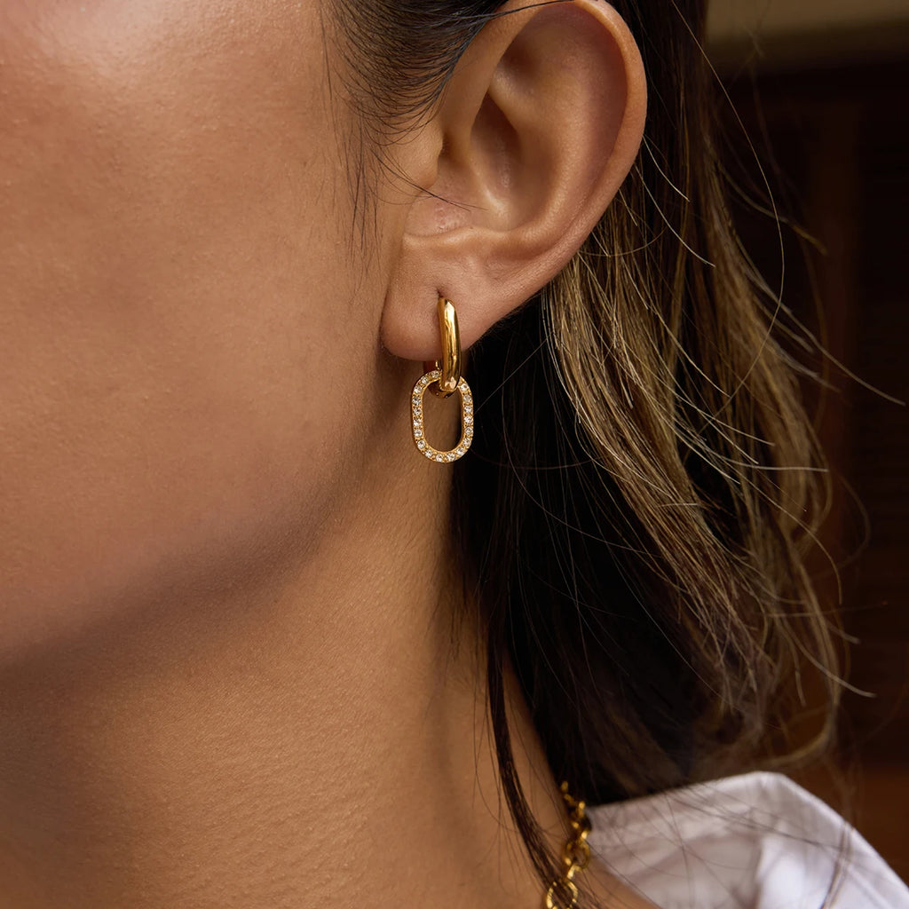 CZ Interlocking Earrings — Stainless Steel · PS286