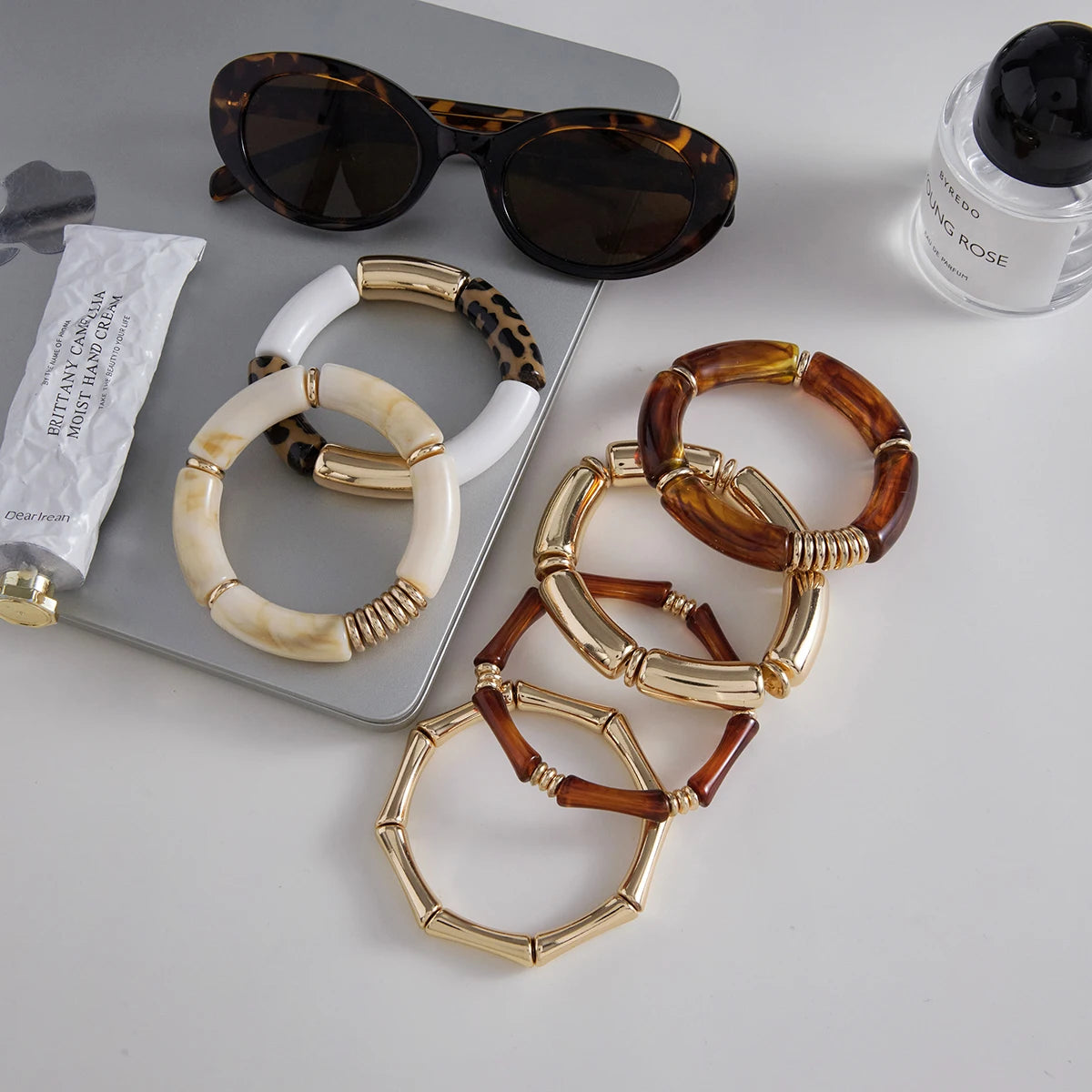 Resin Bangle Bracelet Stack — Stainless Steel · PS037