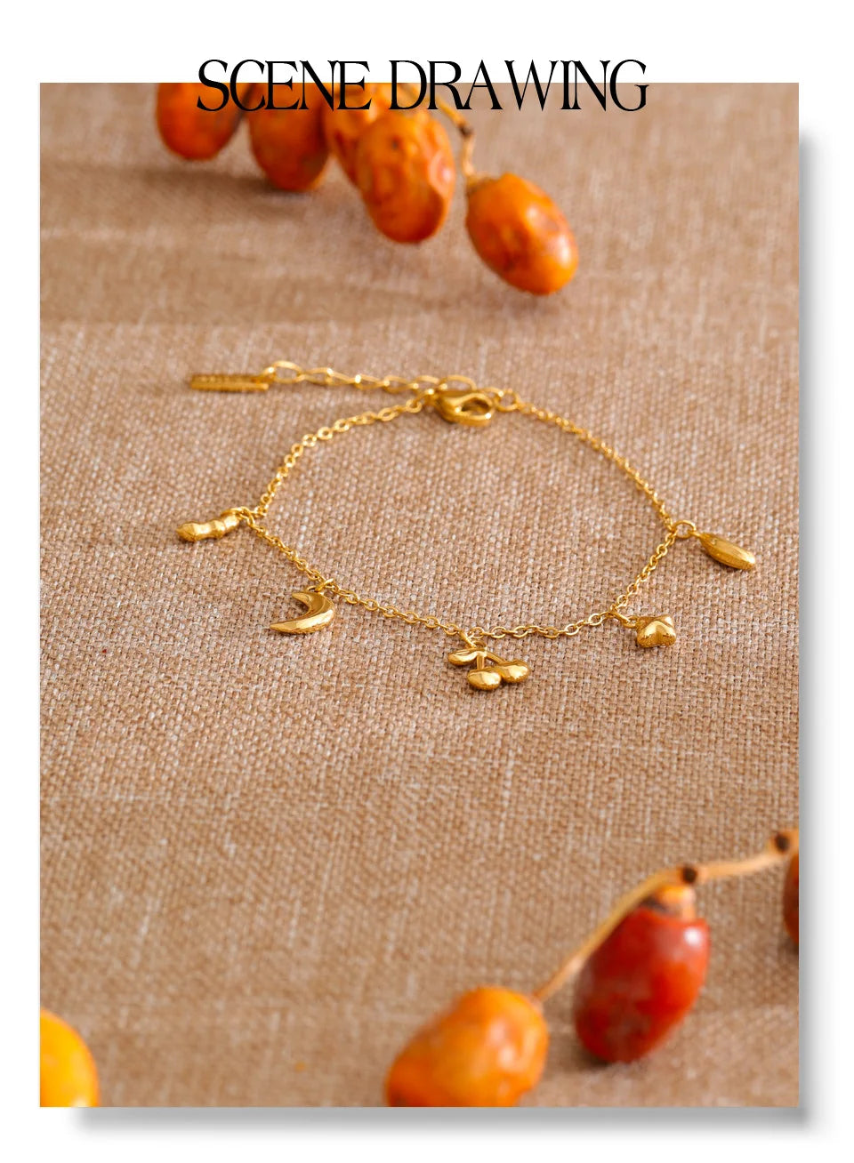 Star Moon Geometric Bracelet — Gold-Plated Stainless Steel · PS1126
